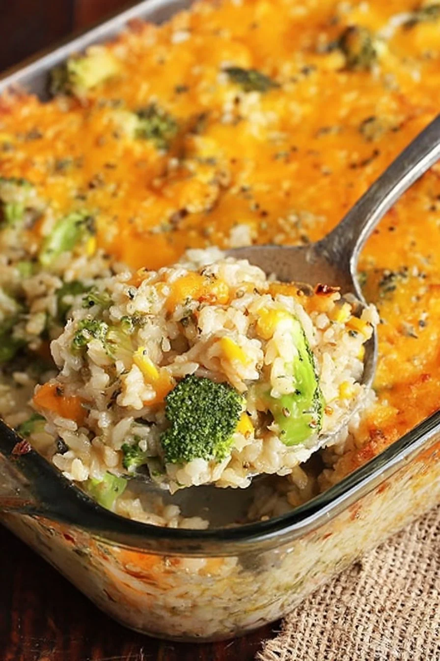 Bubbly Broccoli-Rice Casserole fresh from the oven