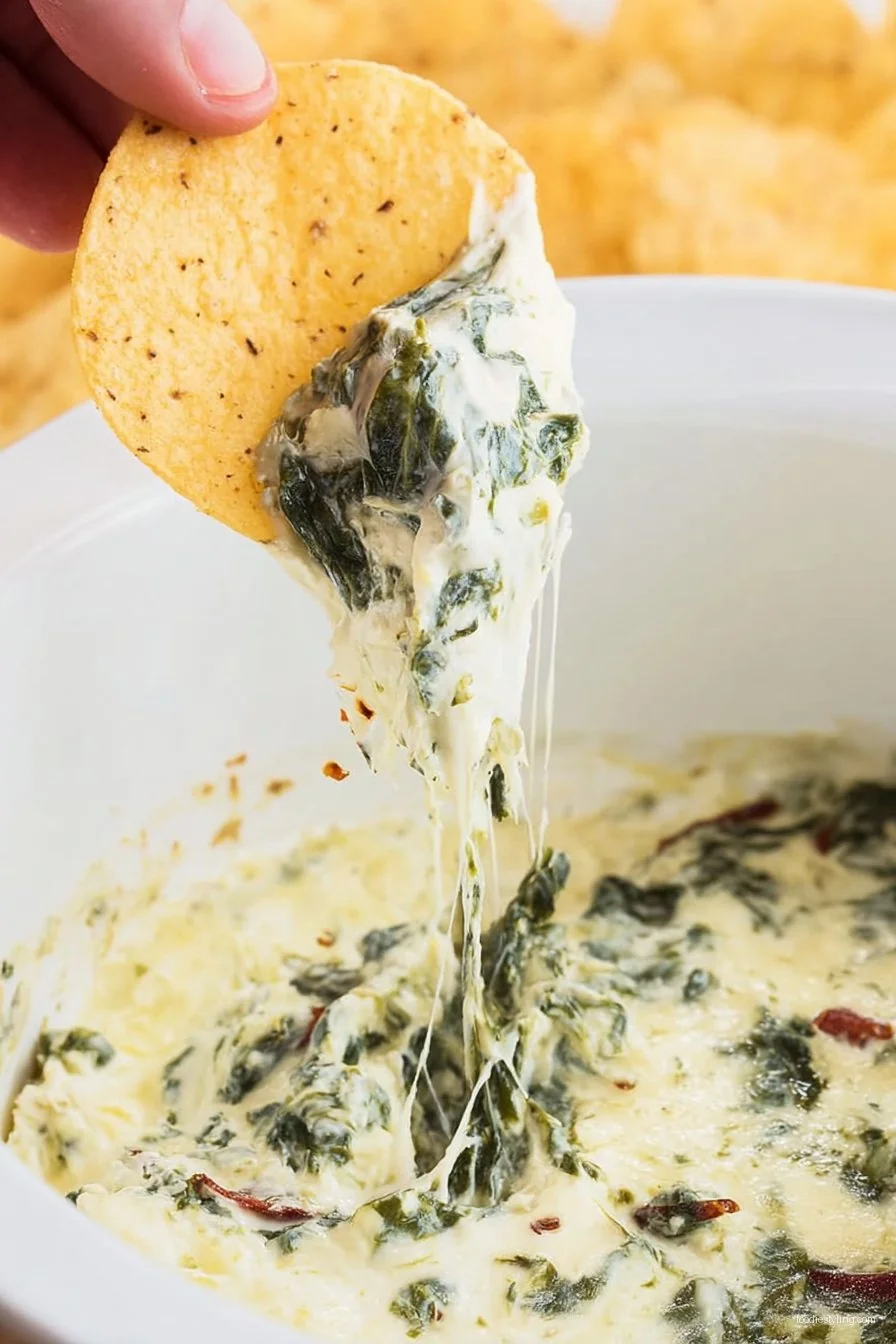 Delicious Crockpot Spinach Artichoke Dip recipe