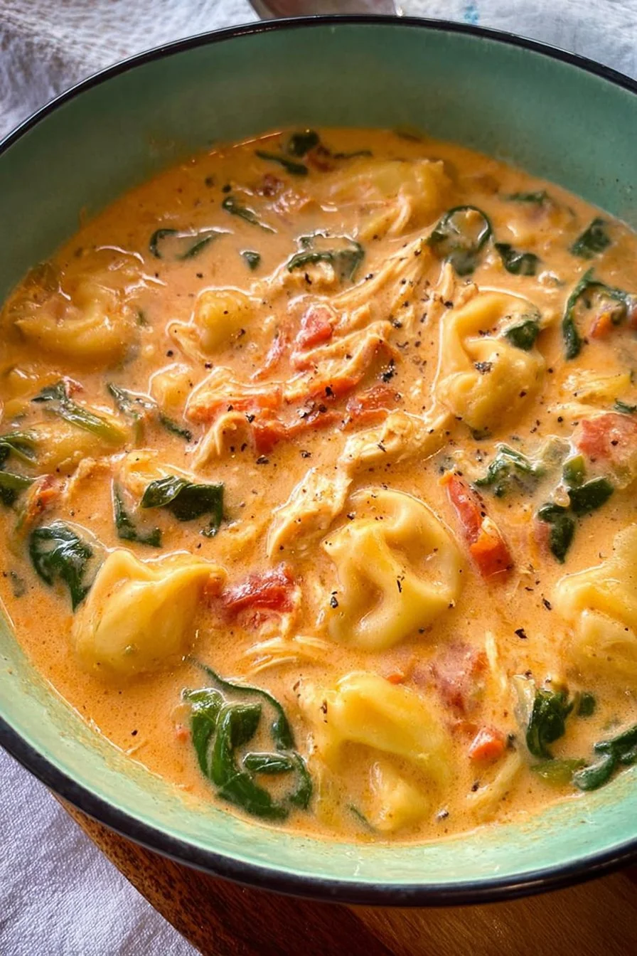 A steaming bowl of creamy Marry Me Chicken Soup with sun-dried tomatoes and fresh basil