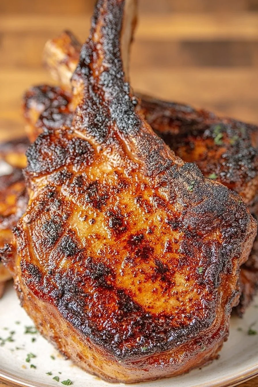 Juicy golden pork chops with pan sauce