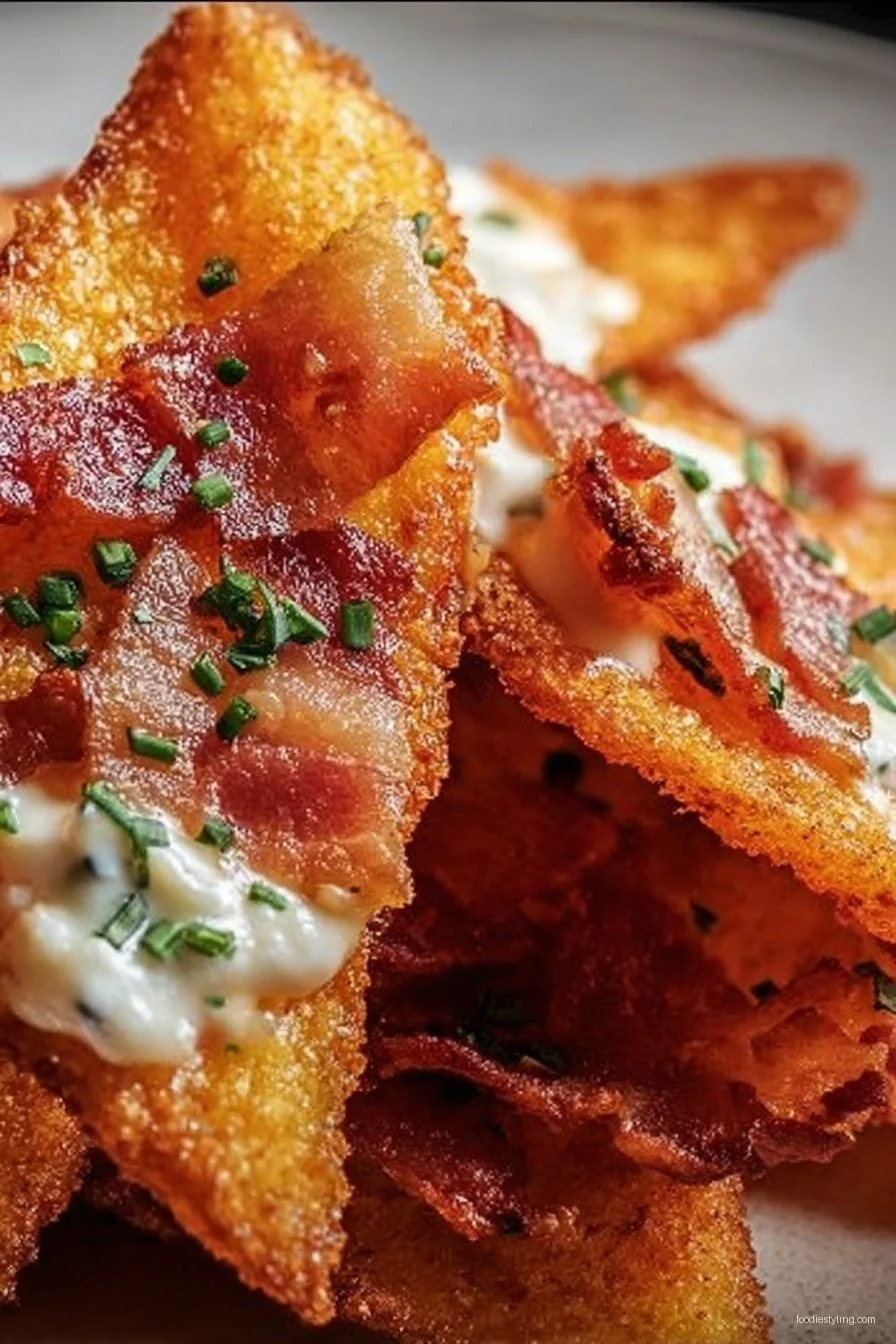 A basket of Bacon & Cream Cheese Stuffed Doritos, golden brown and oozing with creamy filling.