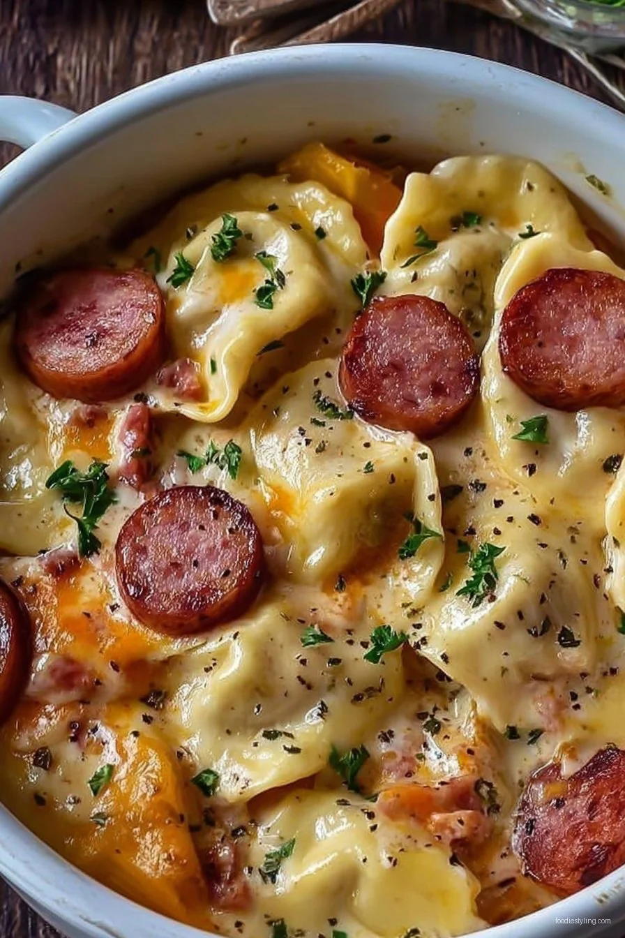 Crockpot Pierogi Casserole With Kielbasa
