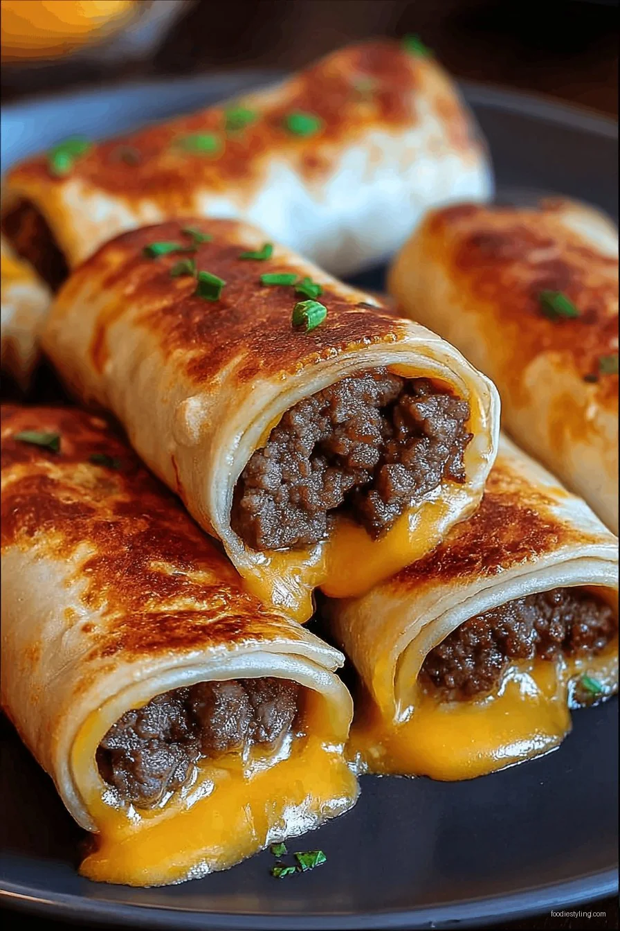 Easy Garlic Butter Beef Cheeseburger Rollups