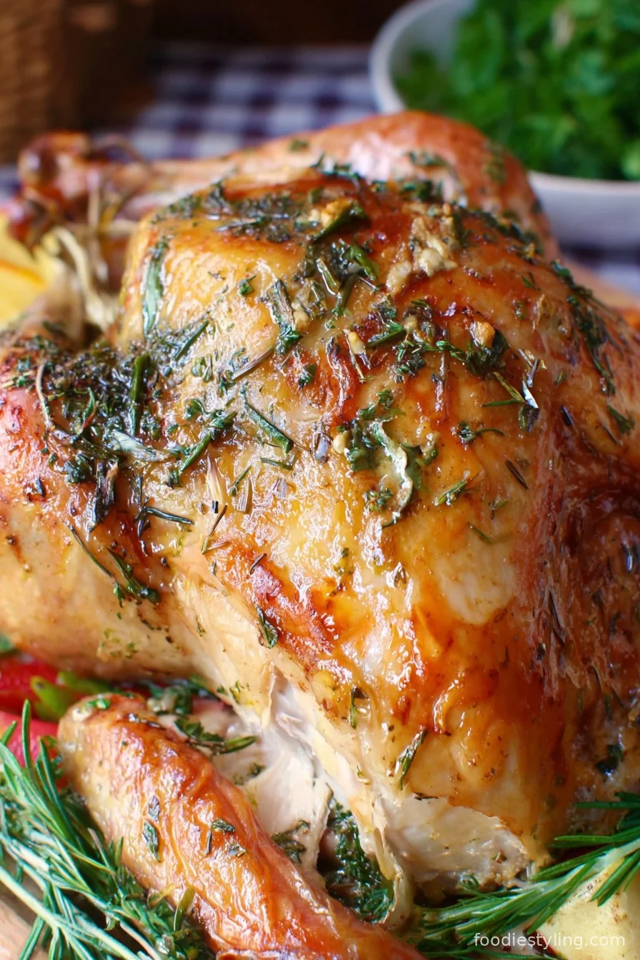 Herb Butter Roasted Turkey on a Platter