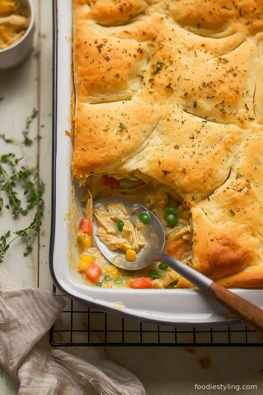 Chicken Pot Pie Casserole with Crescent Roll Crust