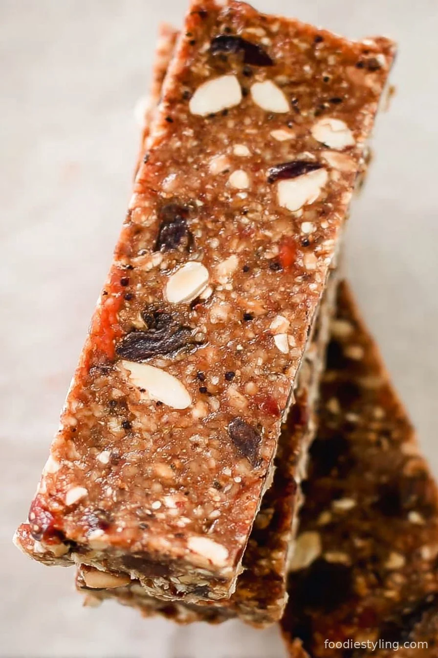 Healthy chewy homemade oat and date energy bars on a cutting board
