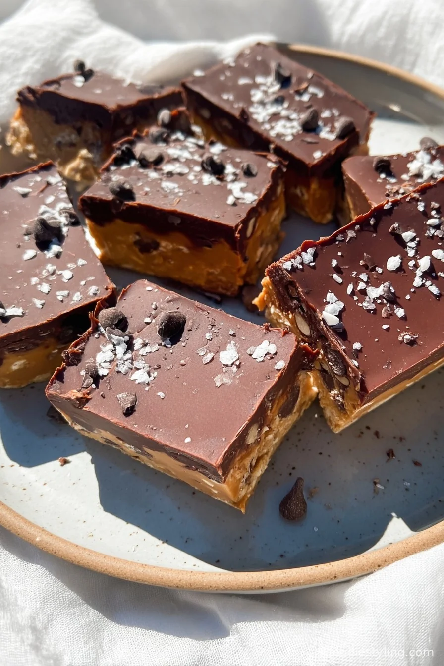 Chewy, delicious homemade protein bars with chocolate drizzle and peanuts