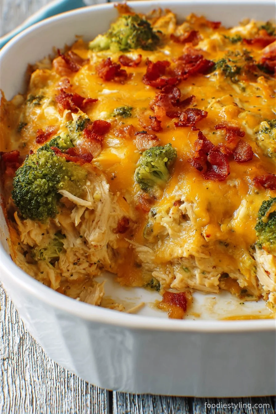 Creamy baked chicken casserole fresh from the oven