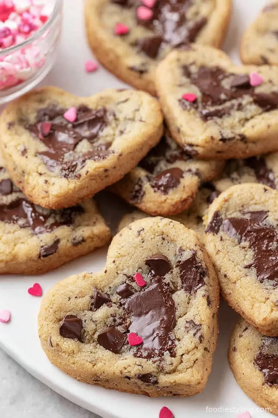 Heart Shaped Chocolate Chip Cookies