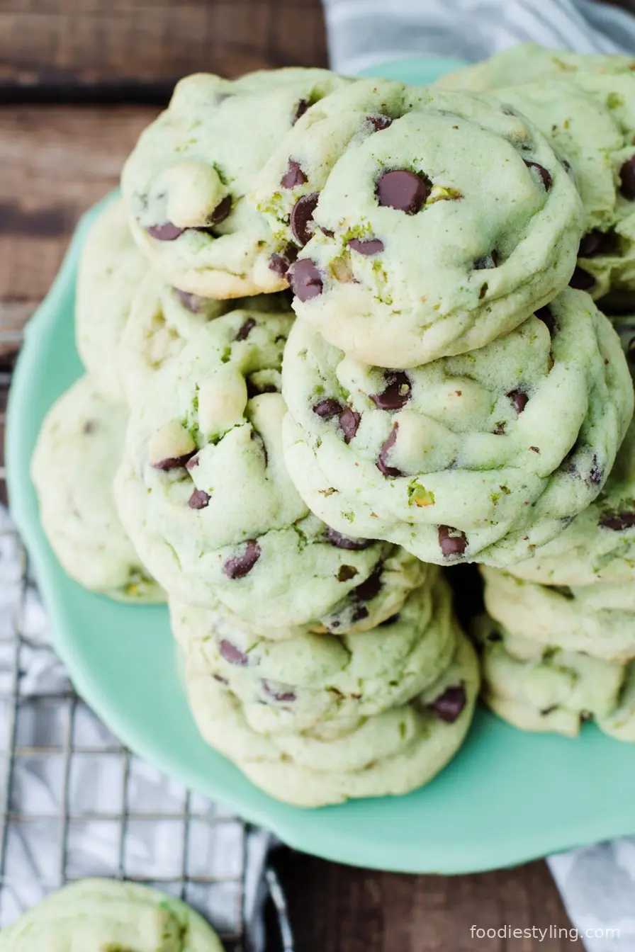 Pistachio Pudding Cookies with Chocolate Chips