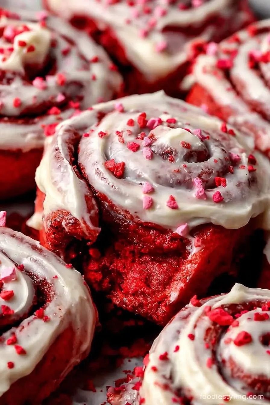 Red Velvet Cinnamon Rolls with Cream Cheese Frosting