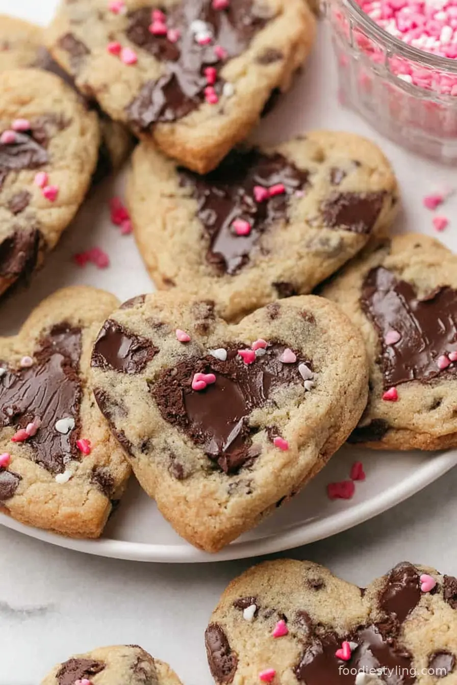Heart Shaped Chocolate Chip Cookies