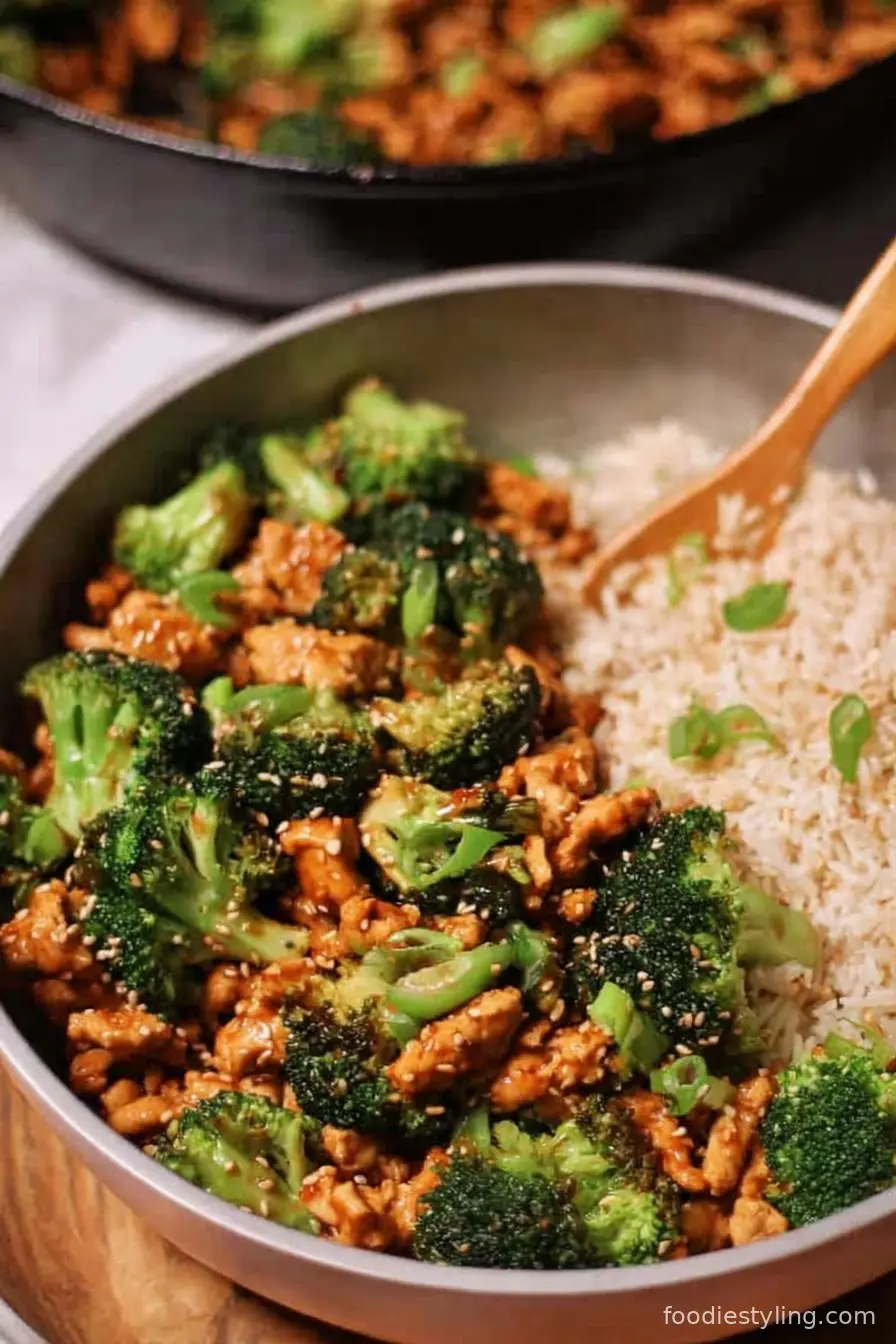 Honey Sriracha Ground Chicken and Broccoli