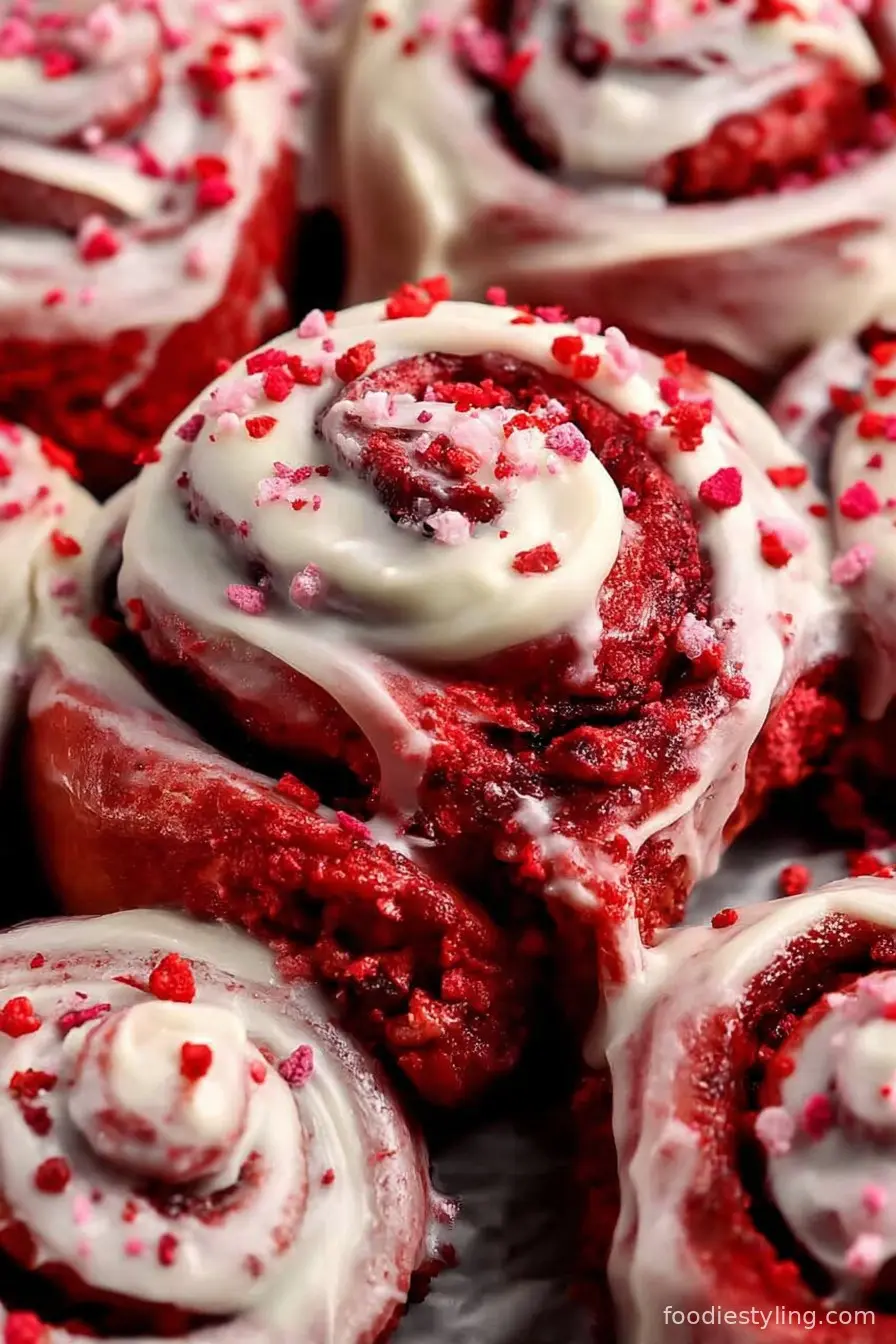 Red Velvet Cinnamon Rolls with Cream Cheese Frosting