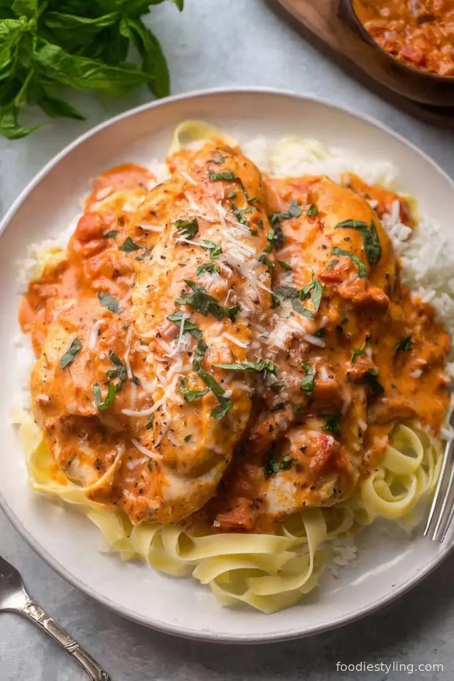 Slow Cooker Creamy Tomato Basil Chicken Breast