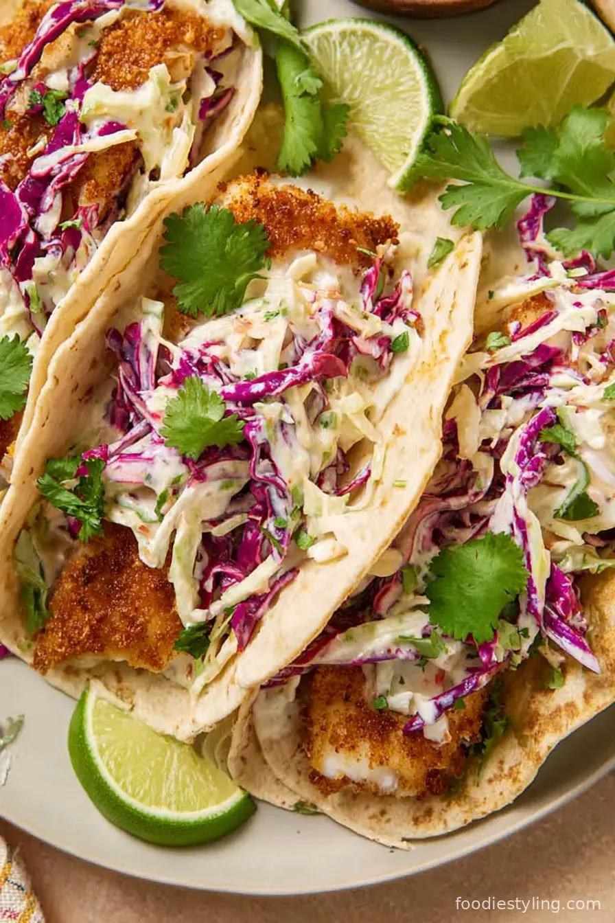 Air Fryer Fish Tacos with Cilantro Lime Slaw
