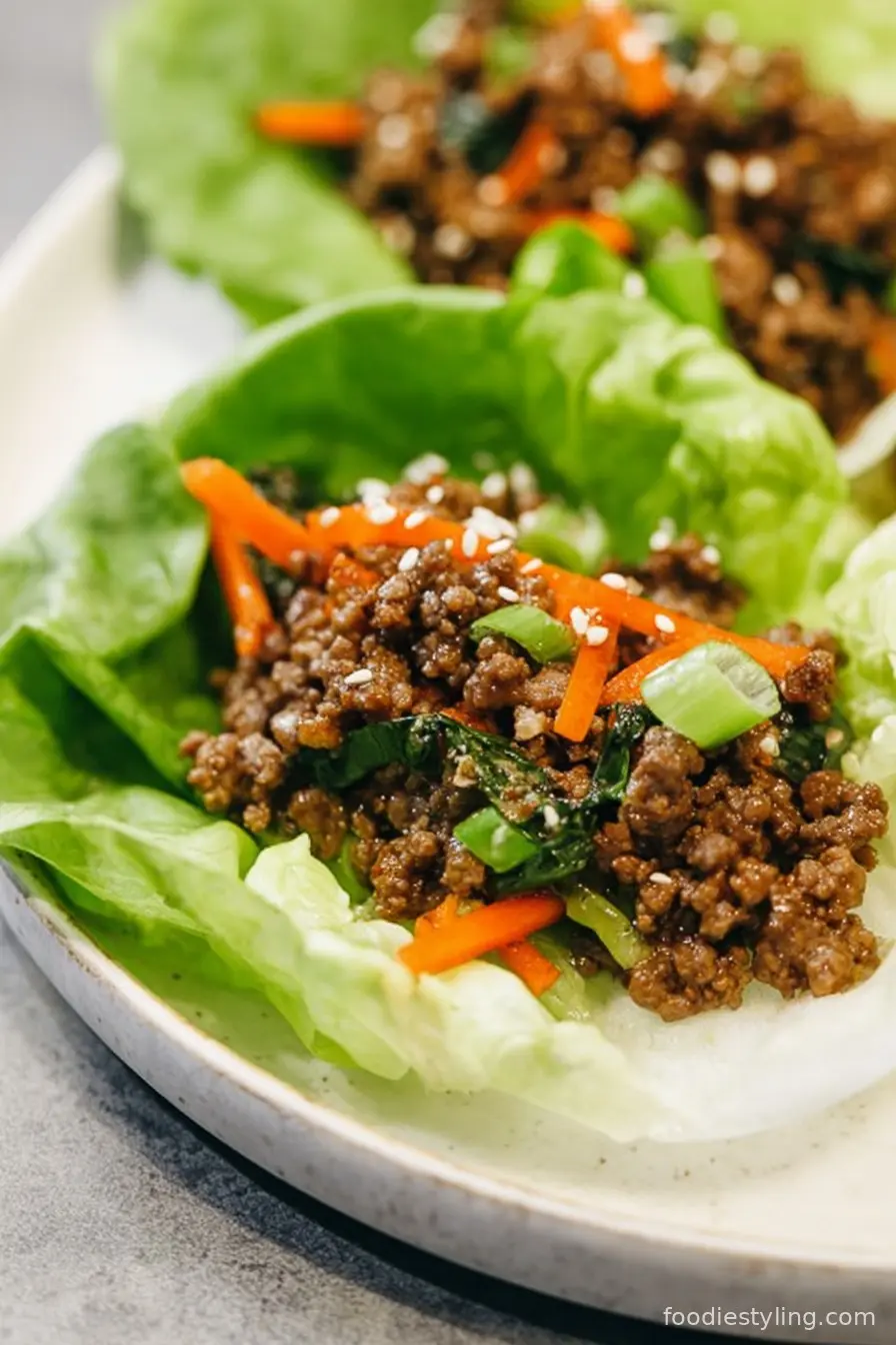 Asian-Style Ground Beef Lettuce Wraps