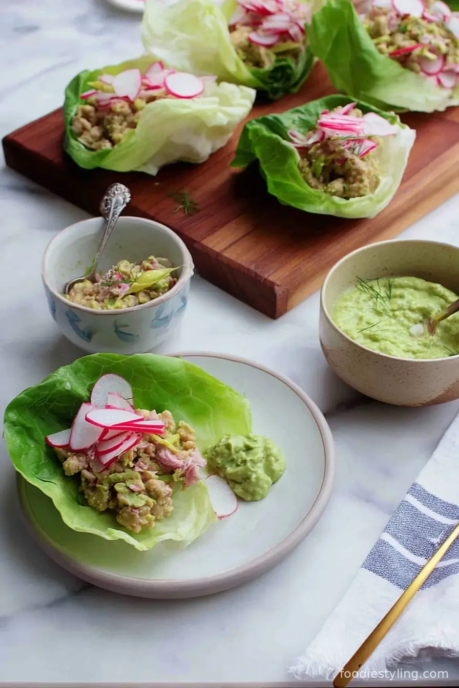 Chickpea Salad Wraps Avocado Dill Sauce