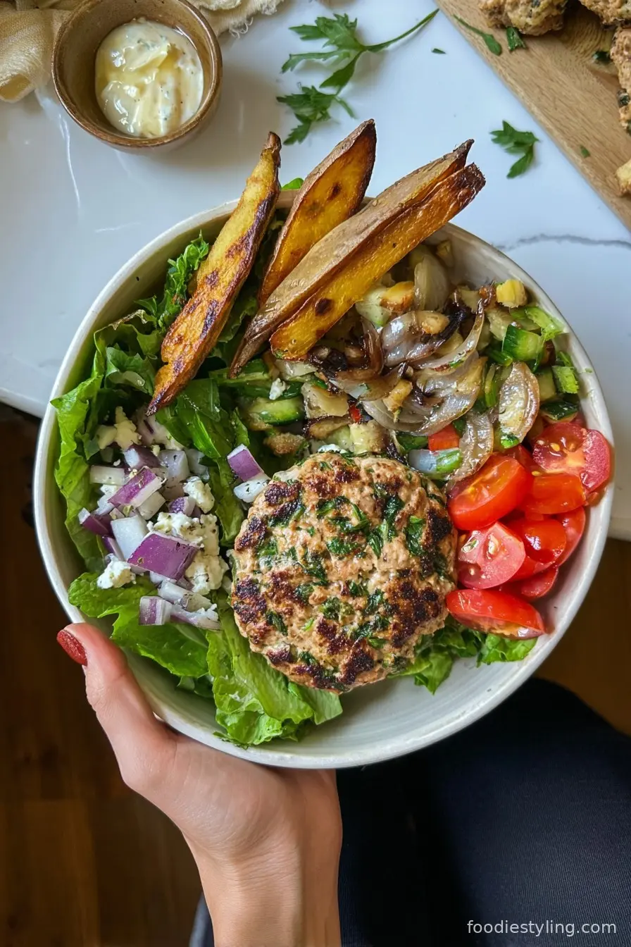 Mediterranean Turkey Burger Bowls