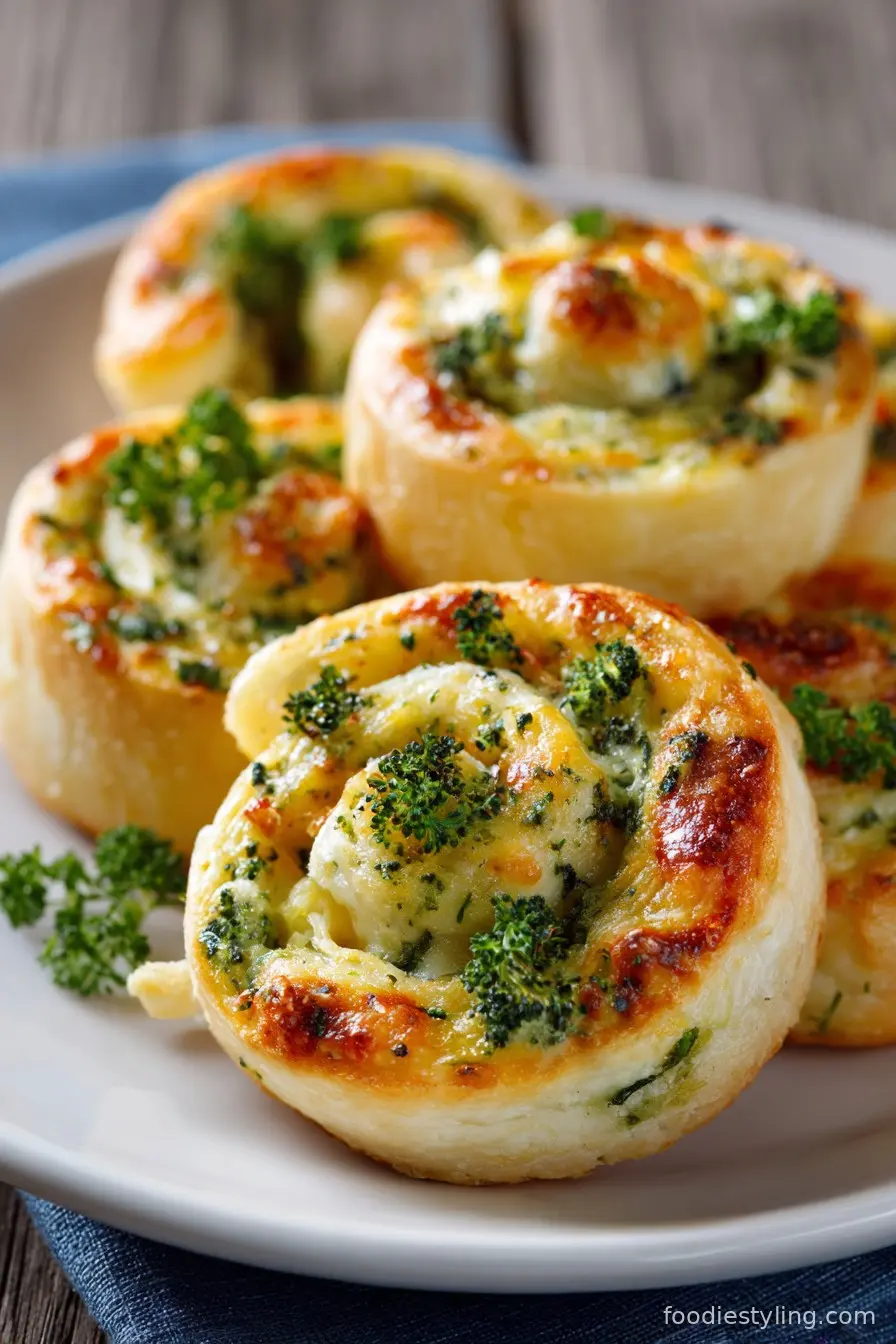 Broccoli Cheese Pinwheels - Foodie Styling